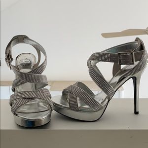Silver strappy heels